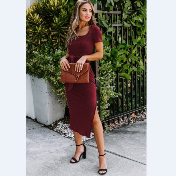 Ribbed Tie Front Dress - Picture 12 of 12